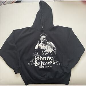 Johnny Cash Hoodie Johnny & Junes Country Bar Folsom Drinking Team Men's L